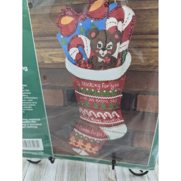 Bucilla Gallery Of Stitches Christmas Jeweled Stocking Kit #32262  18" Long - Picture 2 of 5